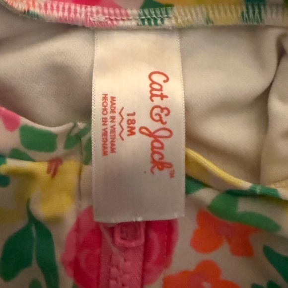 Cat & Jack Floral Long Sleeve Swimsuit 18 Month - Picture 2 of 3